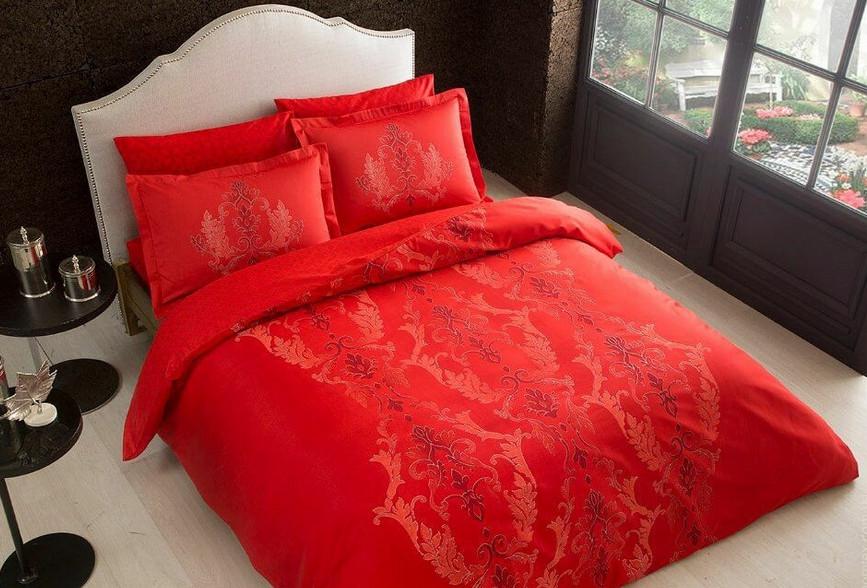 Постельное белье Tac Mauna kirmizi сатин делюкс Красный