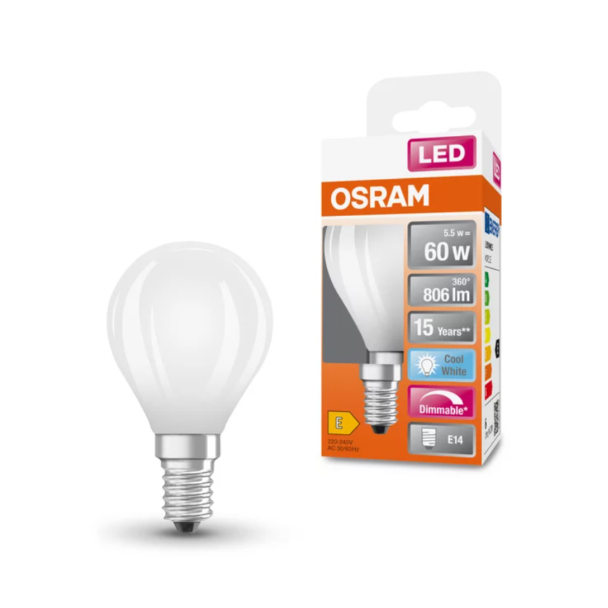 Лампа філаментна Osram led E14 6,5 W 806 lm 4000K 320° Холодний білий (4058075434684) - фото 2