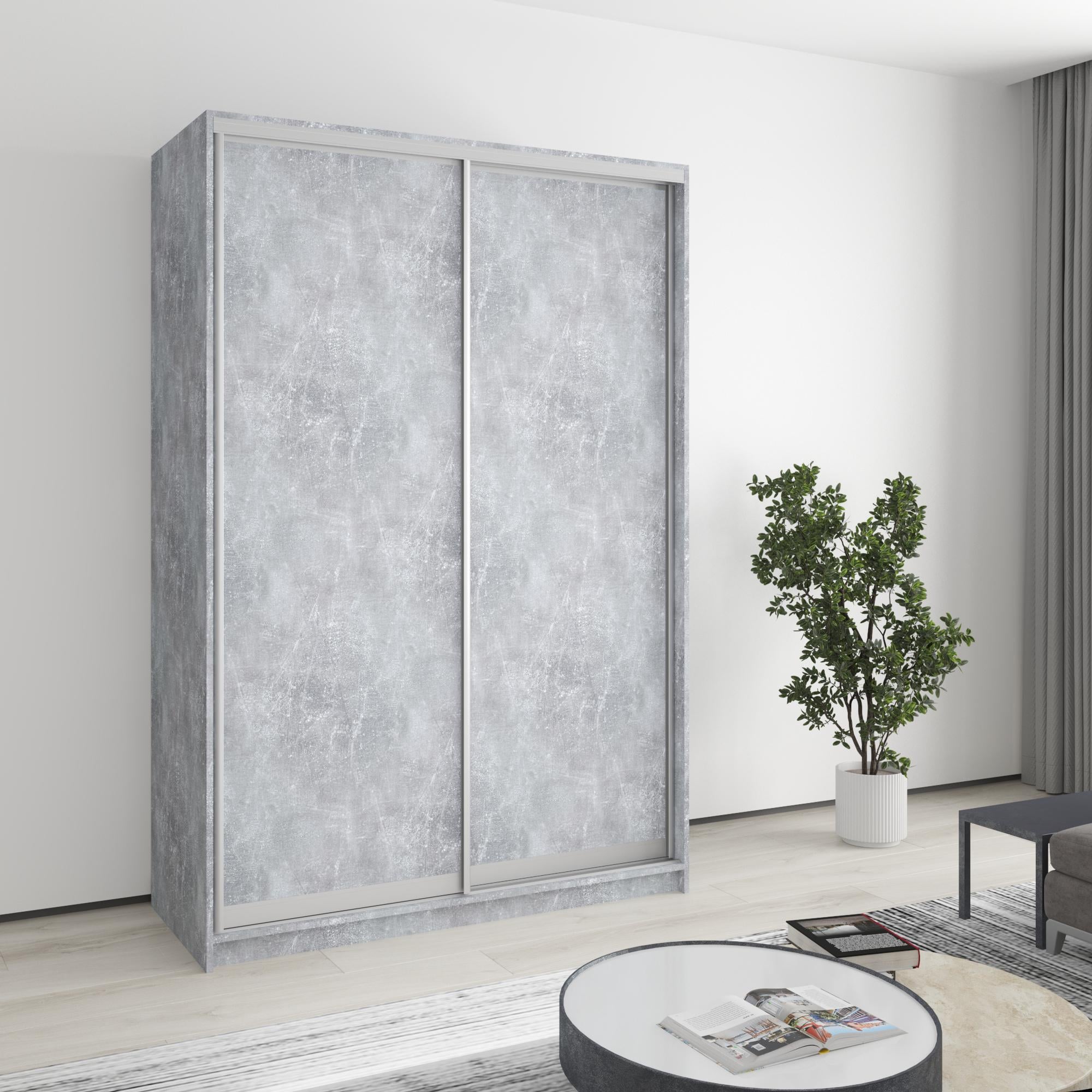 Шкаф-купе двухдверный MebelStar Стандарт AL 2 ДСП 140x60x210 см Бетон (MBS-2337)