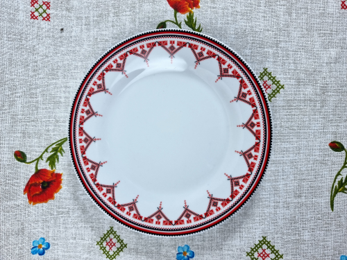 Набор тарелок SNT Вышиванка ромб 8 см 3 шт. Красный (30001-005)