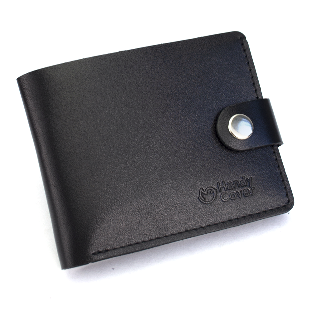 Портмоне мужское кожаное Handycover HC0042 на кнопке Черный