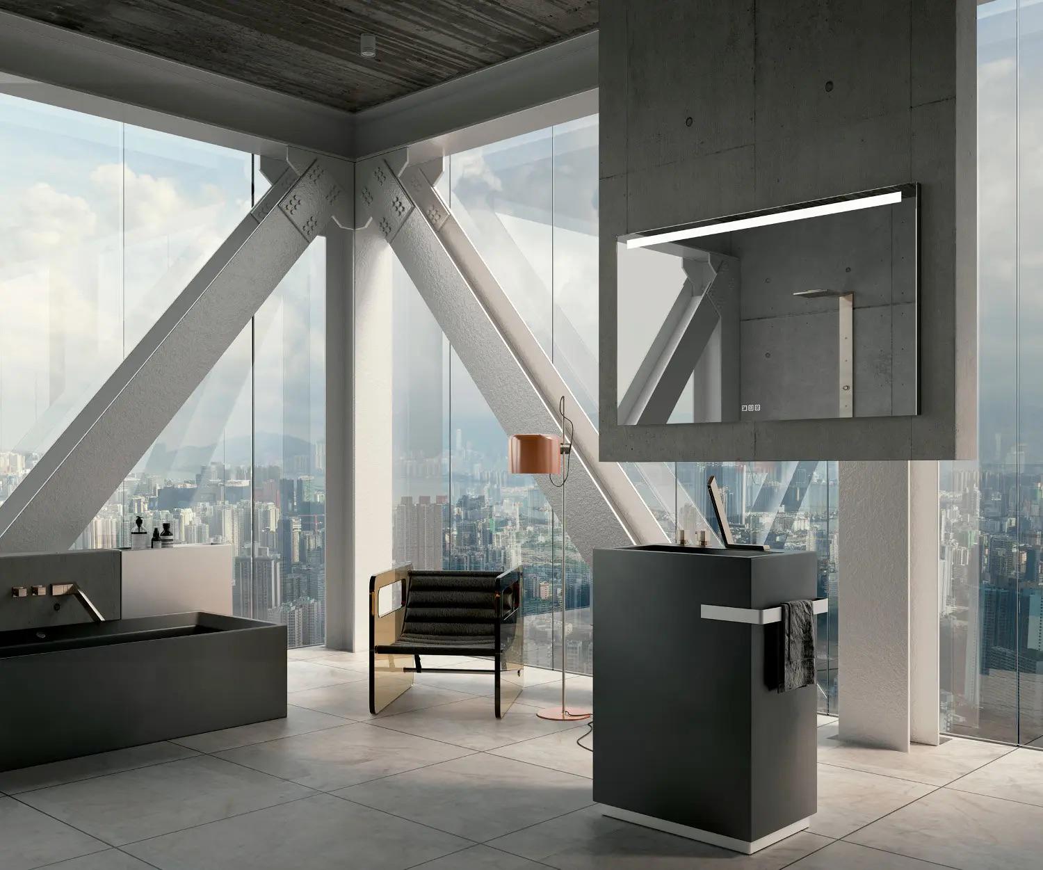 Зеркало Dim Dzerkal VILIO с LED-подсветкой/Bluetooth/сенсорным управлением/подогревом 50х70 см (11374)