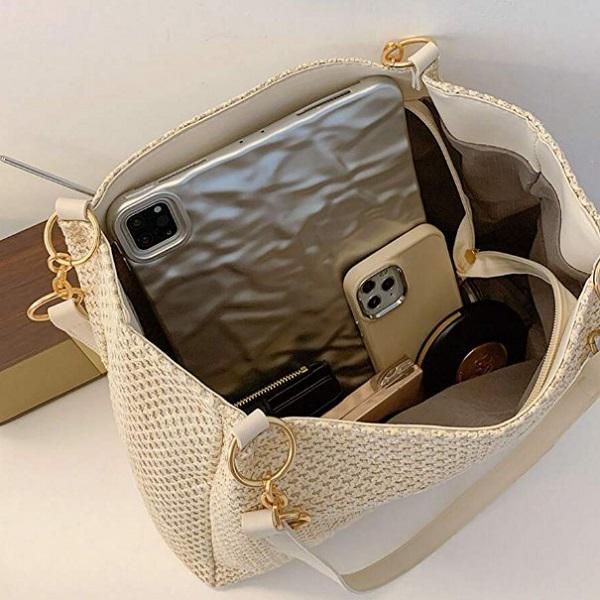 Женская сумка L00216 с ажурной вставкой светло- бежевая 32х26х11 см - фото 6 Женская сумка L00216 с ажурной вставкой светло- бежевая 32х26х11 см - фото 6