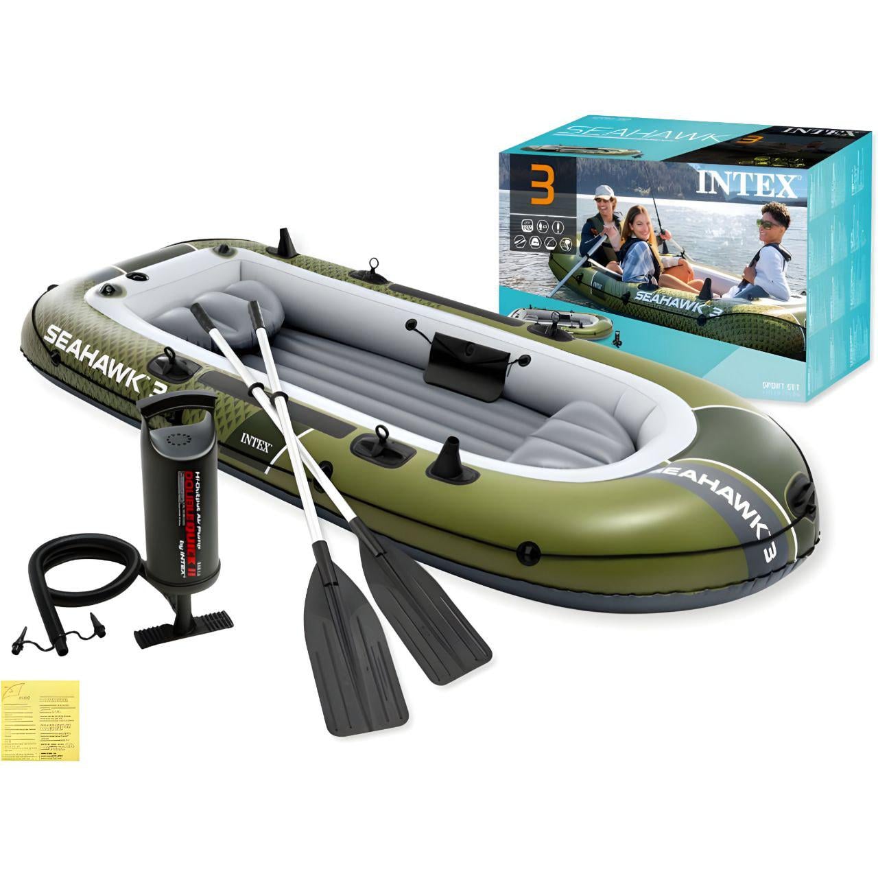 Надувная лодка Intex 66333 NP SEAHAWK 295×137×43 см 3-местная (32715029)