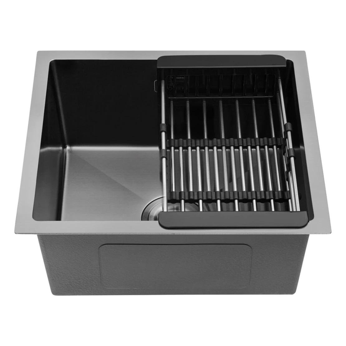 Мийка для кухні Kroner KRP PVD Schwarze-4843HM ​​D3.0-1.0T215 з сушкою для посуду Чорний (4843HM)