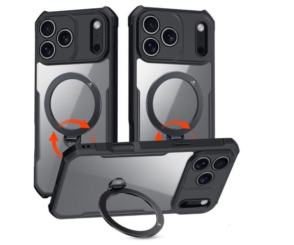 Чехол противоударный XUNDD Ring для iPhone 17 Pro с магнитным кольцом-подставкой Black