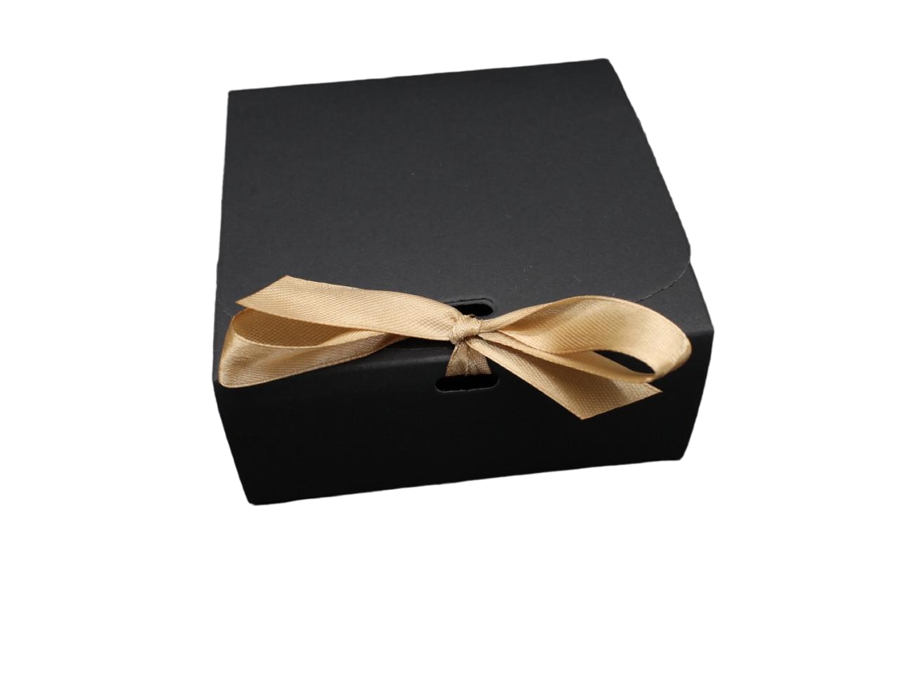 Коробка подарочная с ленточкой сборная с откидной крышкой 11,5х11,5х5 см Черный (OA-25)