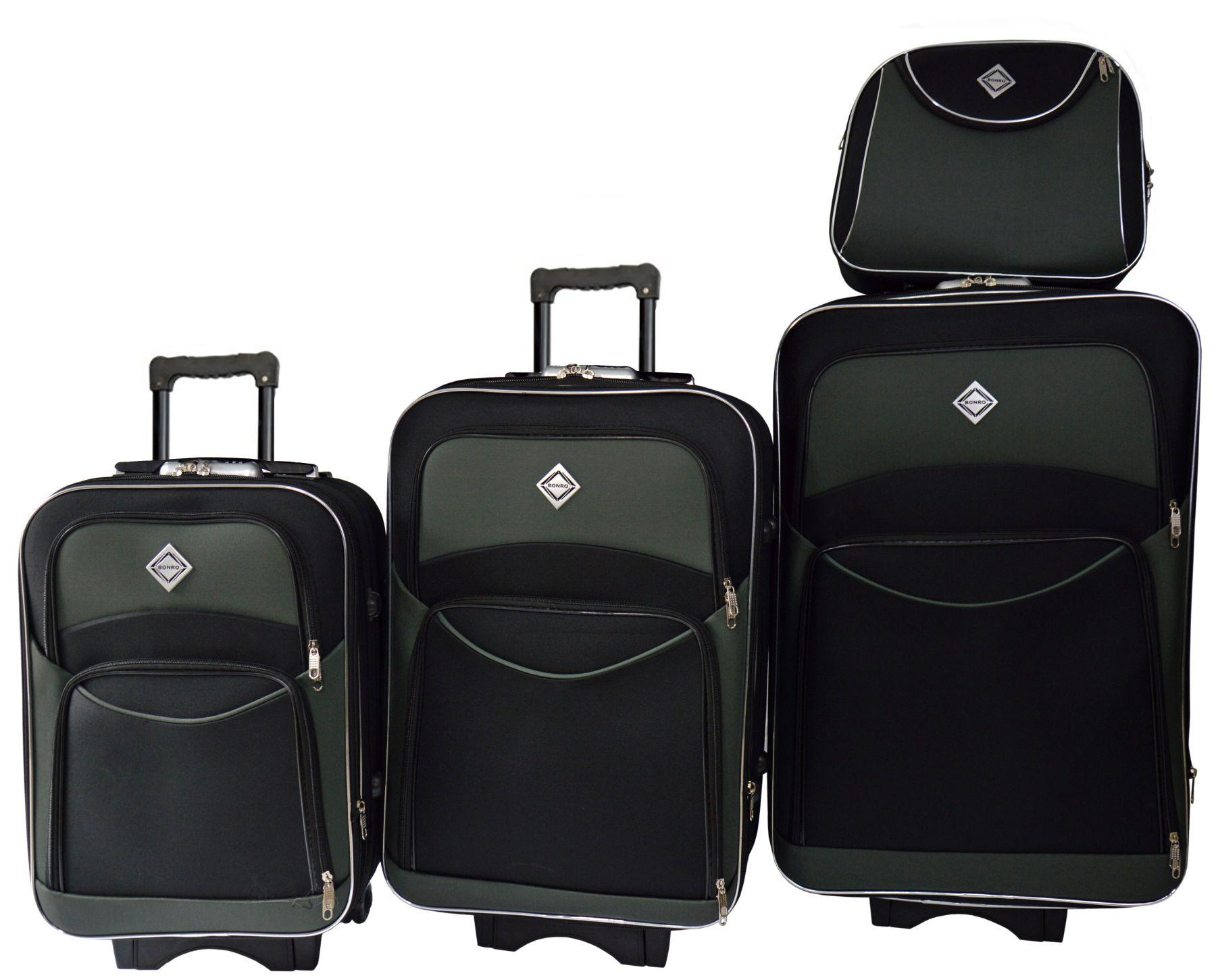 Набор чемоданов и кейс Bonro Style Черно-серый (10120404)