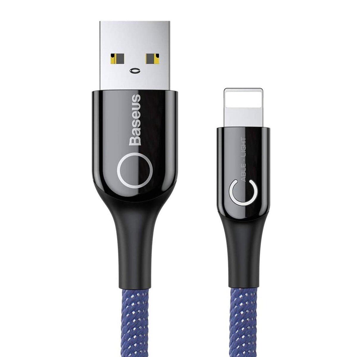 Кабель Baseus C-shaped Light Intelligent power-off Cable 2,4A 1 м Blue - фото 3