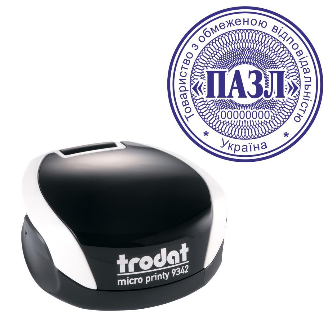 Печатка ТОВ на кишеньковому оснащенні Trodat Micro Printy 9342 d 42 мм Білий (ТОВ19/9342/W)