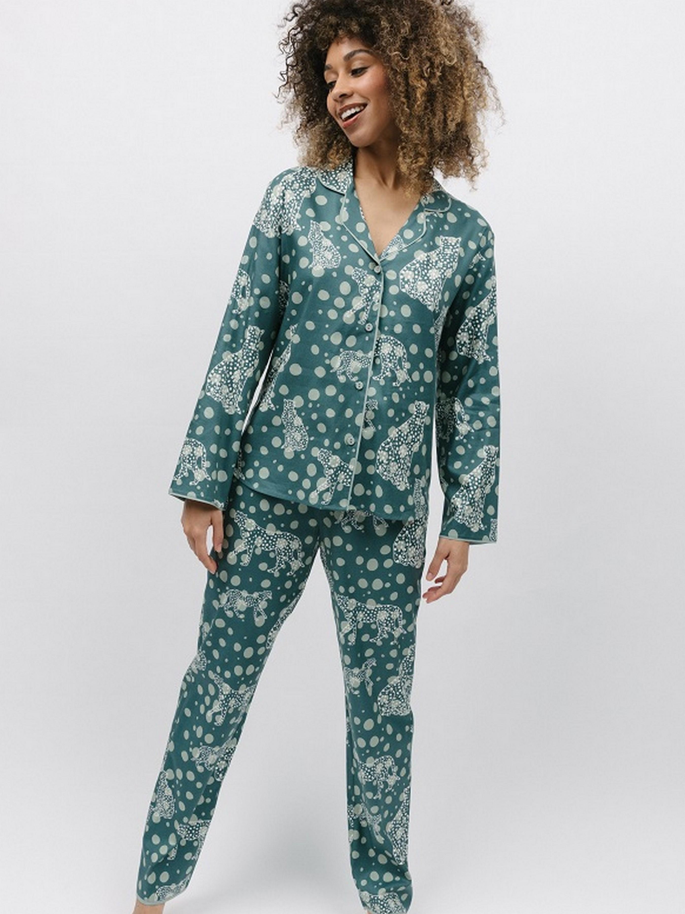 Пижама женская CYBERJAMMIES Hannah 9755-9756 18/2XL Зеленый с принтом леопарда (5051877458055)