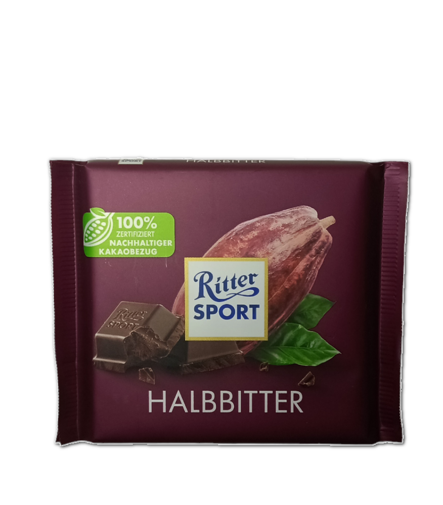 Шоколад Ritter Sport Halbbitter 50% чорний 100 г (58013)