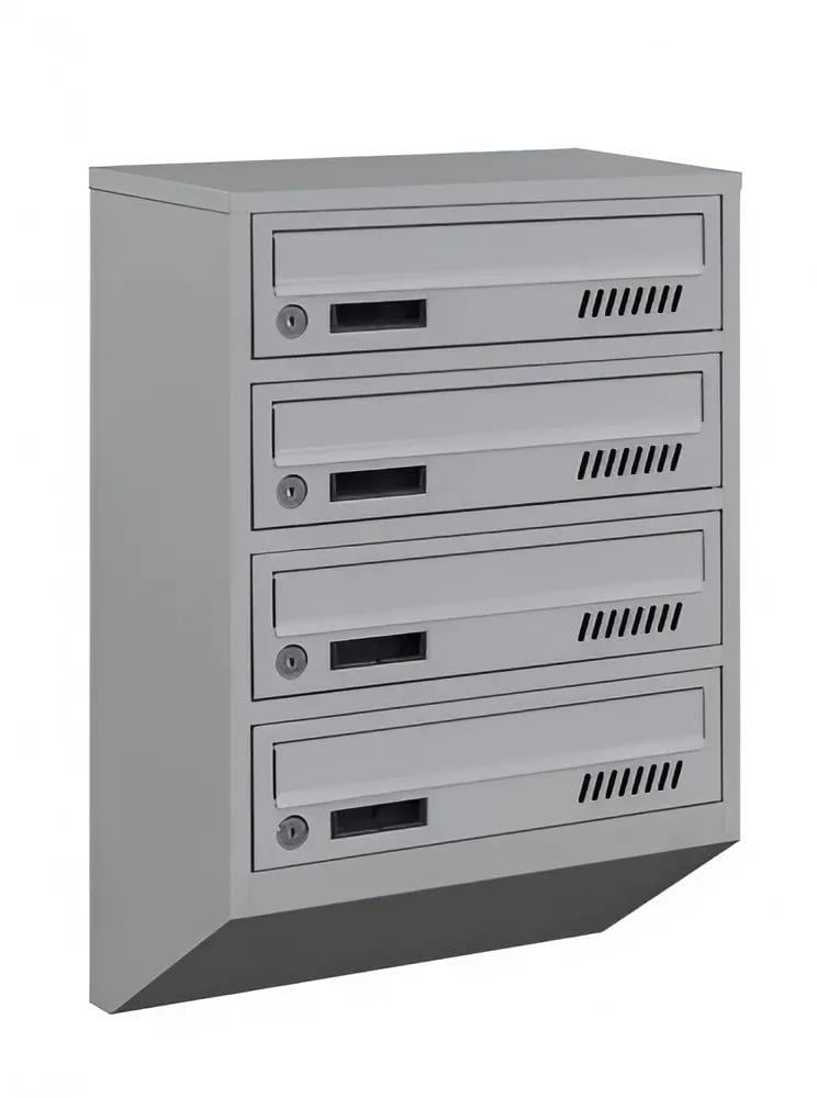 Почтовый ящик Галиндустрия E1-04-А металлический с декоративной перфорацией на 4 квартиры 390x585x200 мм Серый (150-119-000004664)