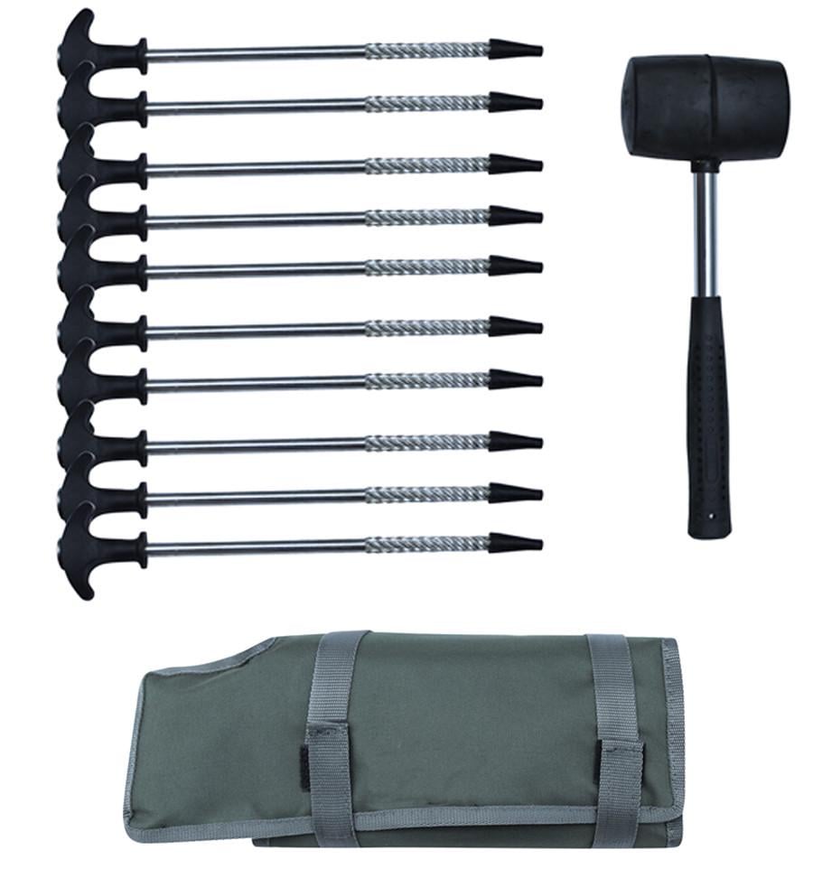 Колки для шатра с молотком World4Carp Tent Peg Set/Hammer 21,5 см 10 шт. (w4039)