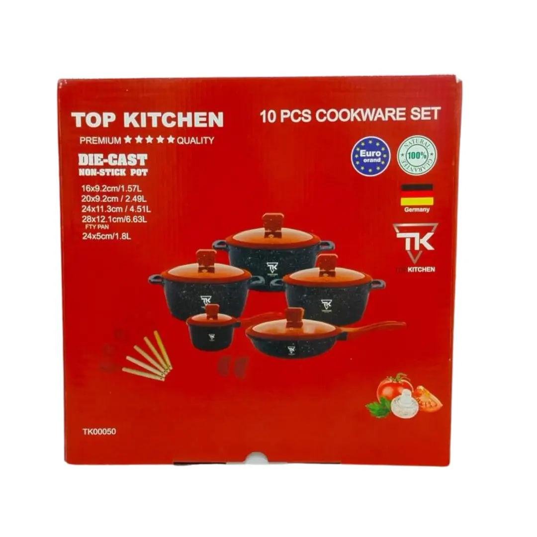 Набір посуду для індукції Top Kitchen TK-00050L з гранітним покриттям 10 предметів Чорний/Червоний (2480547450) - фото 3