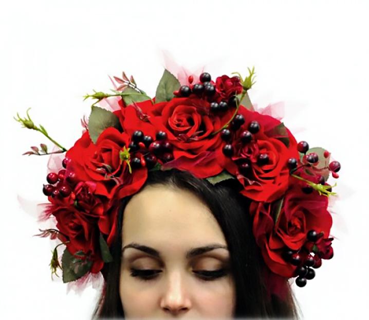 Обруч Seta Фрида с цветами и ягодами (17-712RD-L)