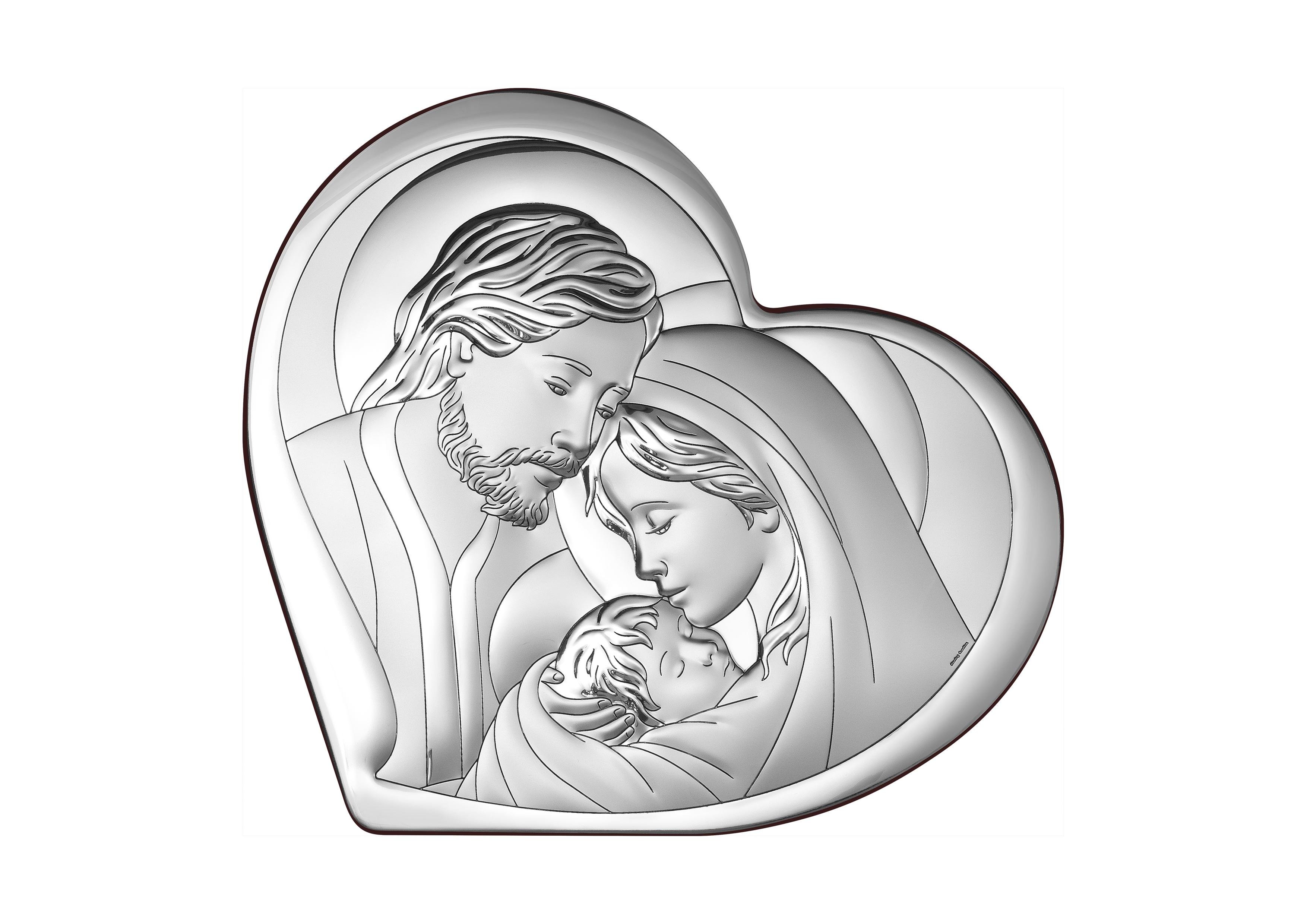 Ікона Beltrami Свята Родина серце 15,5х14 см Срібло (6432/3)
