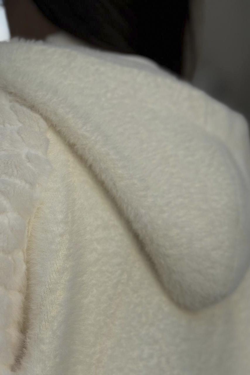 Кардиган женский из альпаки с мехом S-M Молочный (194455) - фото 3 Кардиган женский из альпаки с мехом S-M Молочный (194455) - фото 3