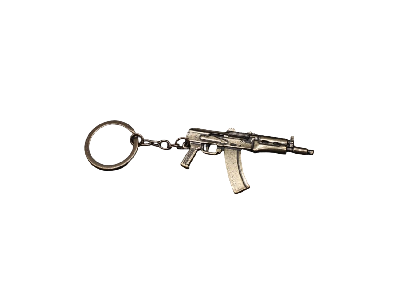 Брелок для ключей Автомат Калашникова из литого металла Старая латунь (G-011-10)