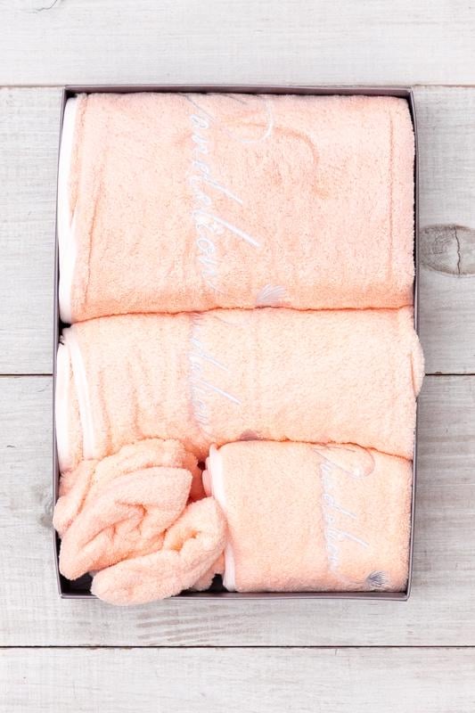 Подарунковий набір рушники з мікрофібри банний/лицевий та аксесуари для волосся Носи Своє One size Персиковий (18721) - фото 1