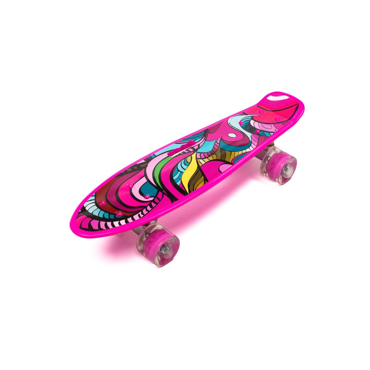 Скейтборд Profi MS0749-6-P колеса ПУ светящиеся алюминиевая подвеска Розовый (1830906958)