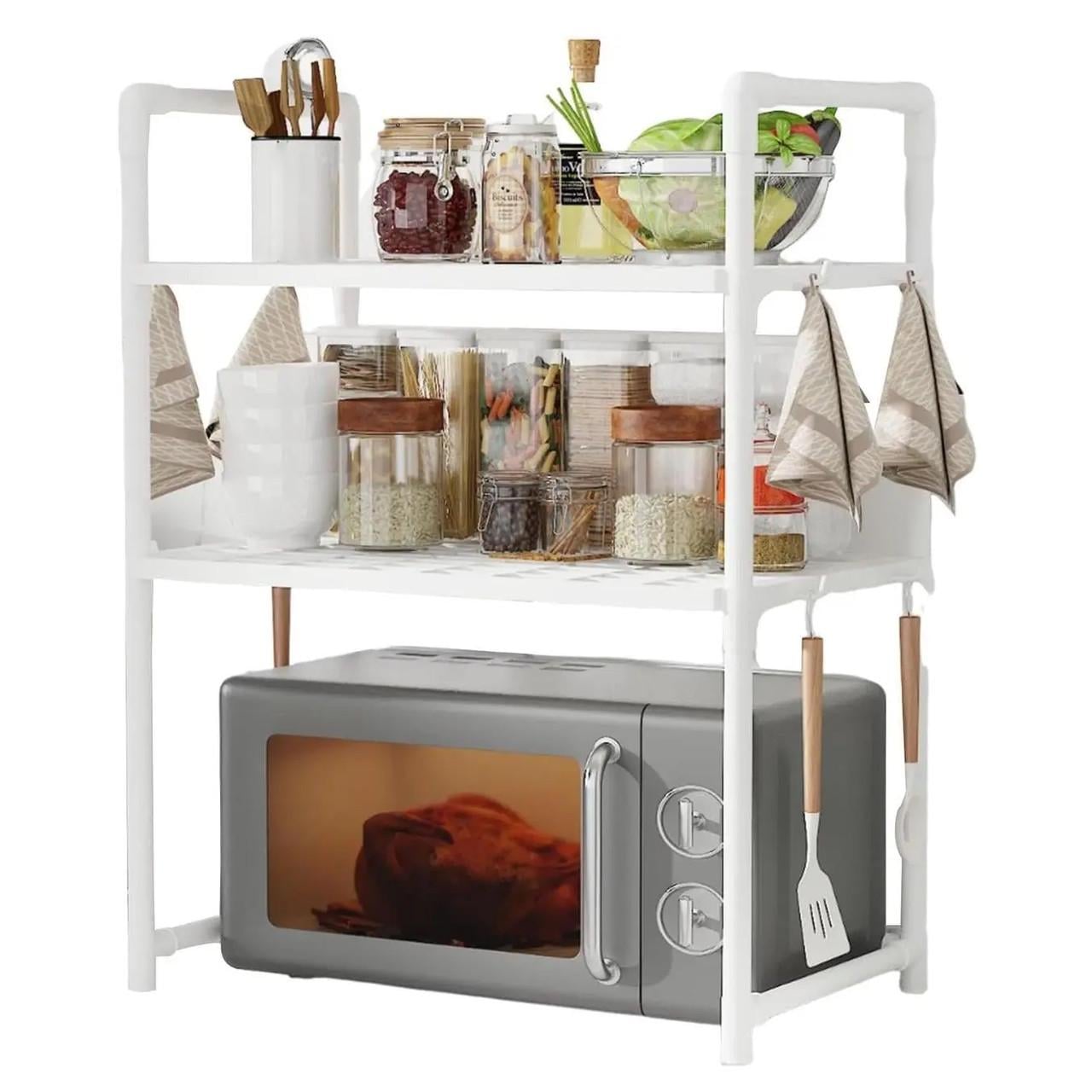 Стеллаж-органайзер для микроволновки RIAS Kitchen Racks многофункциональный 54х75х31 см White (3_07120)