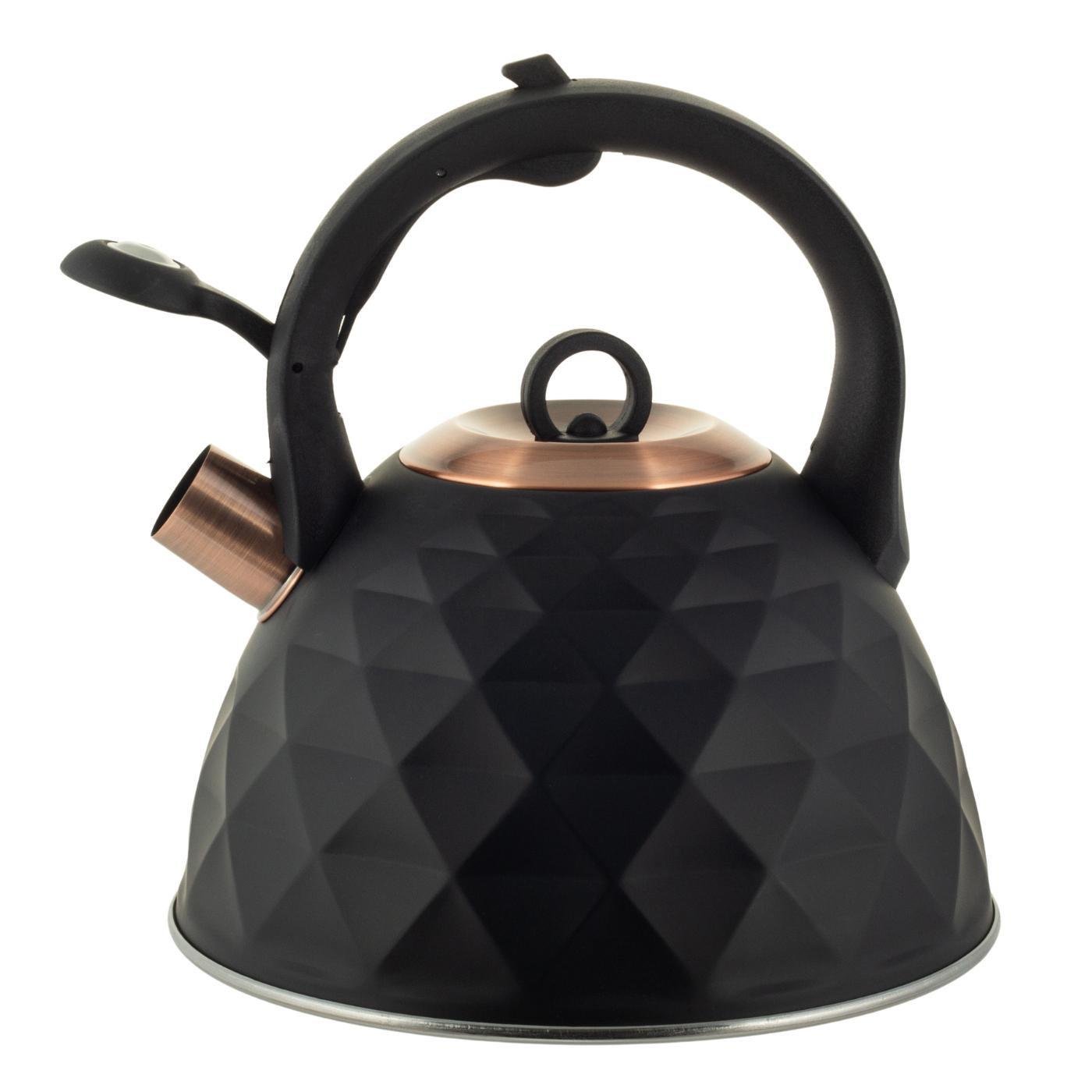 Чайник Kamille Vizo из нержавеющей стали со свистком 3 л Черный (0867)