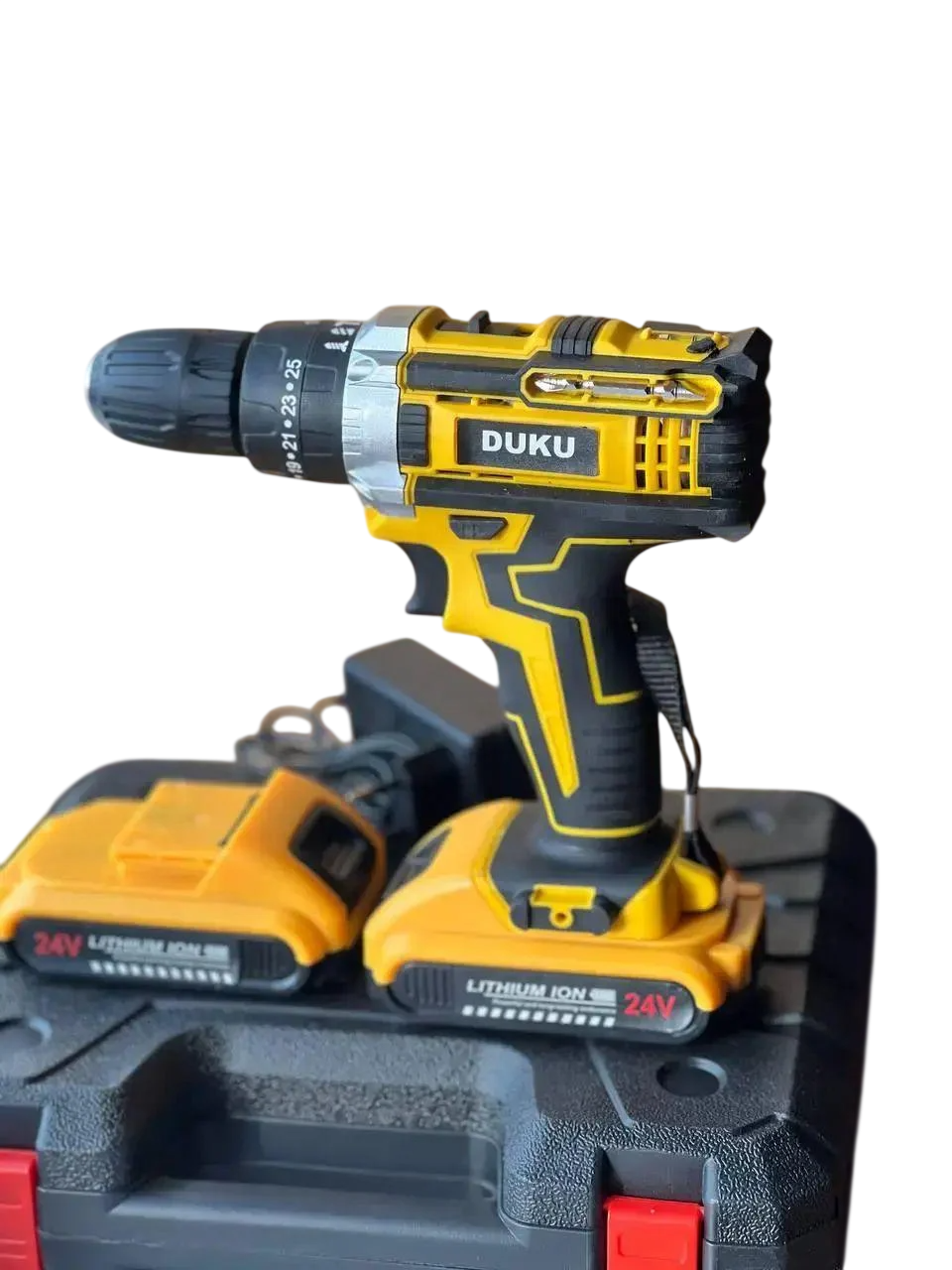 Шуруповерт аккумуляторный с набором бит/сверл/насадок и LED подсветкой в кейсе 24 В 5 Аh 0-1500/3500 об/мин (opt-103991)