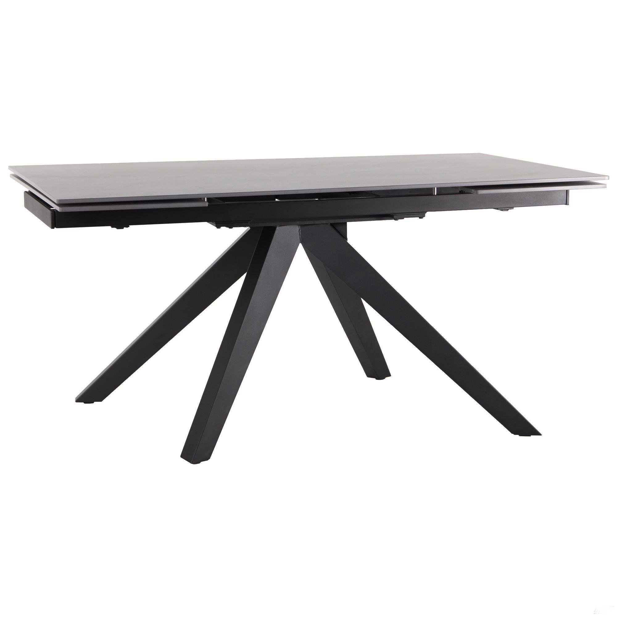 Стол обеденный прямоугольный раскладной AMF Alfred сeramics Calacatta из стали и кварцевого камня 915х1600 мм Черный/Серый (547222)