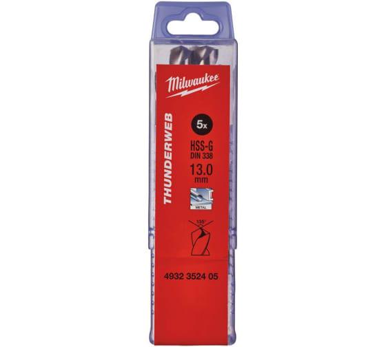 Свердло по металу Milwaukee HSS-G DIN338 13х101х151 мм 5 шт. (4932352405) - фото 2