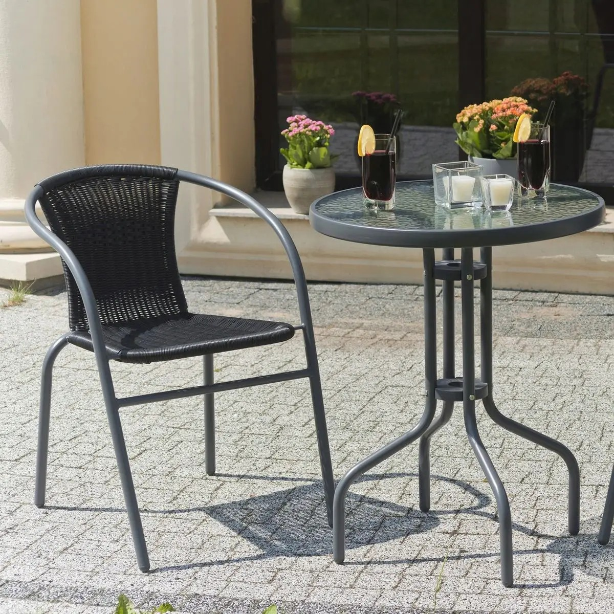 Стол садовый 4Points Arte круглый стеклянный 60 см Черный (DA-4P60RO) - фото 11