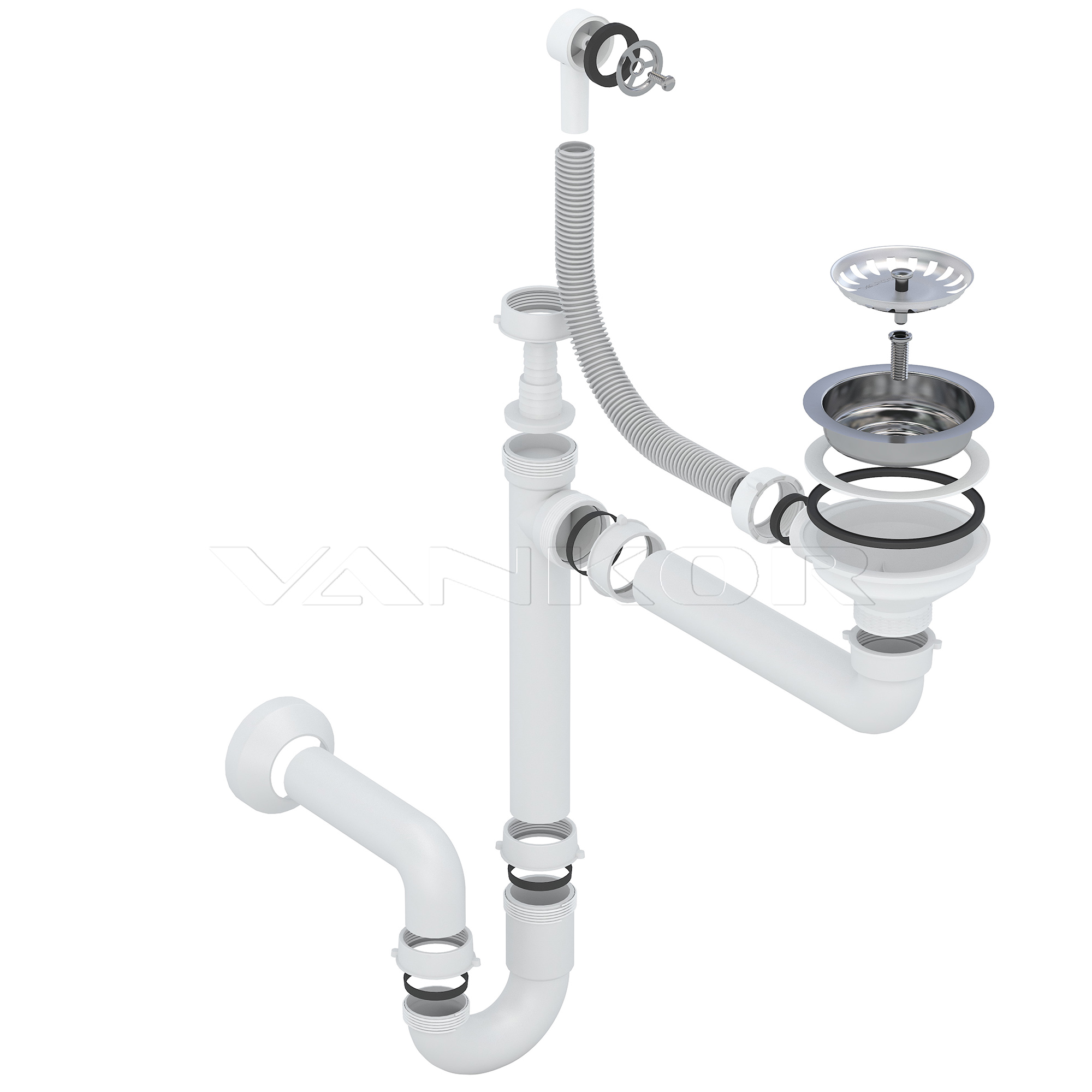 Мойка для кухни Vankor Norton Nmp 01.48 Black с сифоном (351622) - фото 6