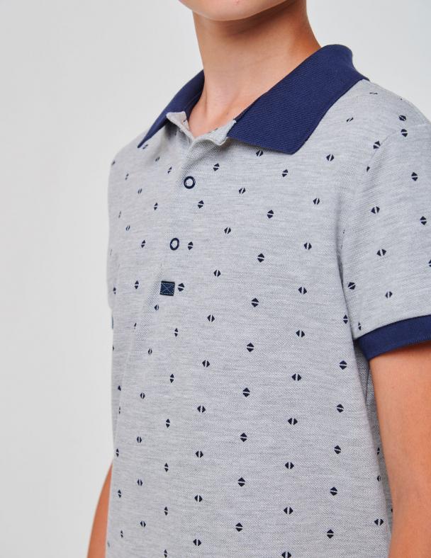 Футболка-поло для мальчика Smil Лакоста Рисунок на сером 170 см (114874) - фото 2