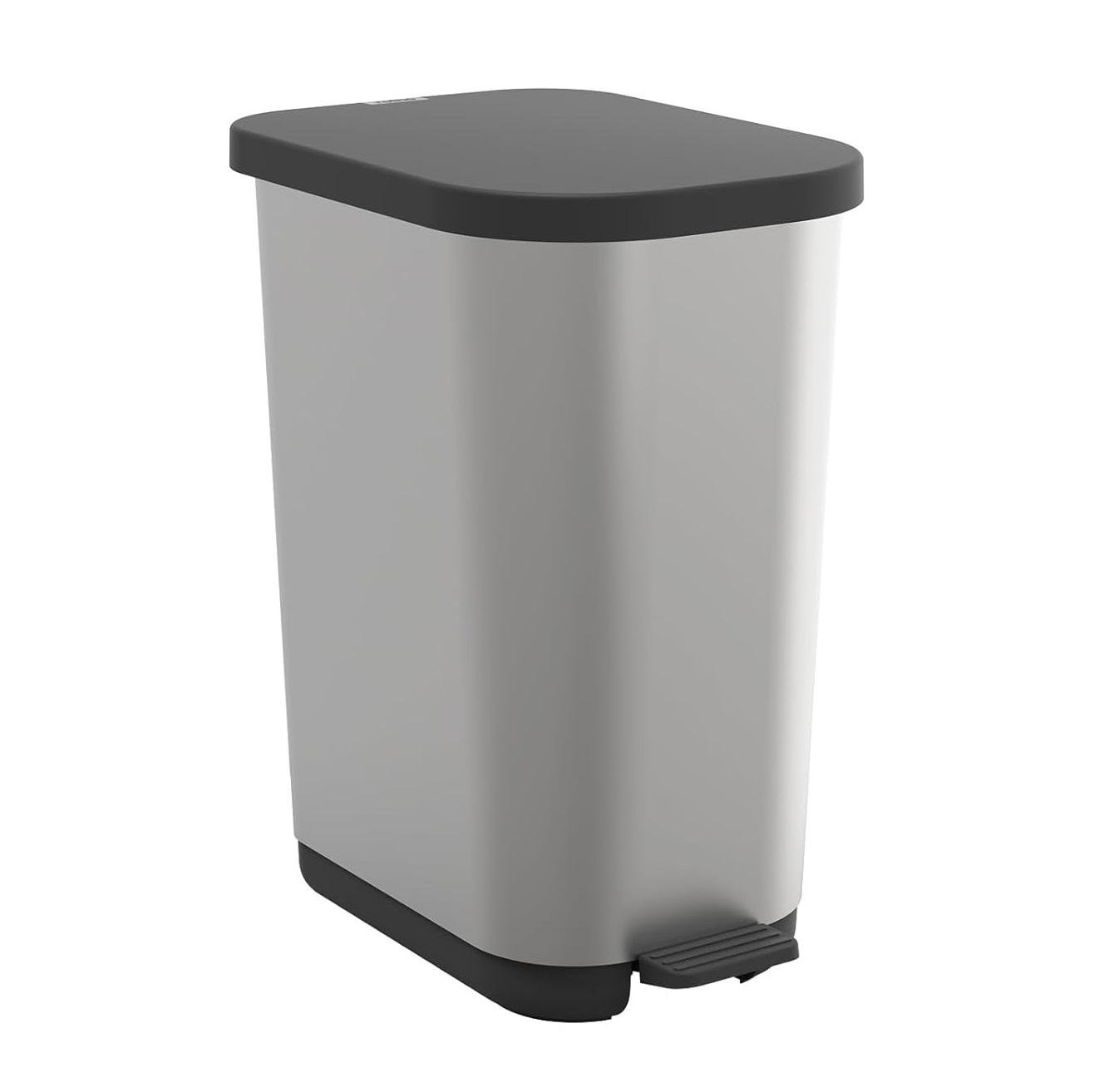 Мусорное ведро с педалью Rotho RIBO 35 л Серебрмстый (10610)