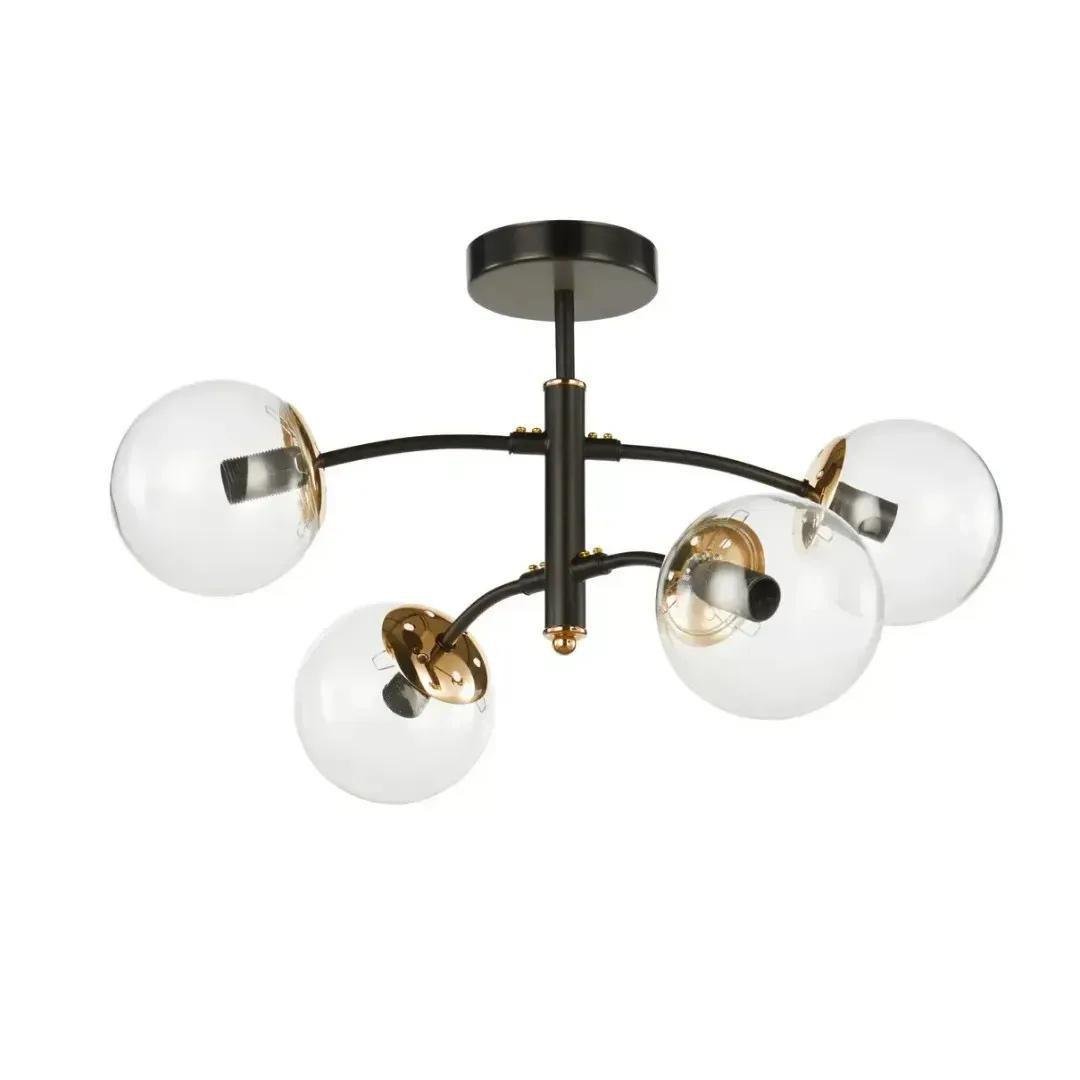 Люстра потолочная Valeso Interees на четыре сферических плафона Е27 Черный/Золотой (V-70275-2+2 BK+FG)