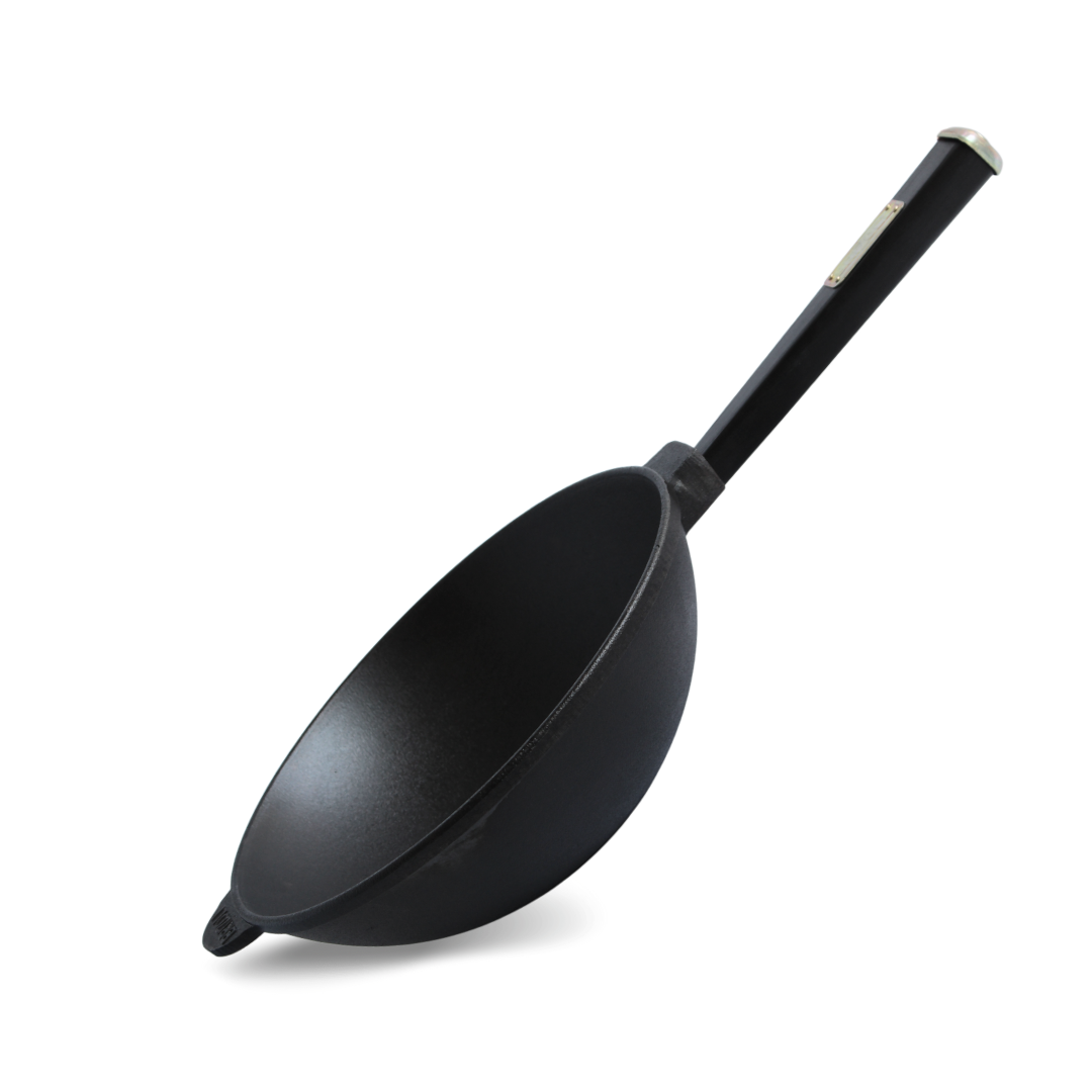 Сковорода-WOK чавунна Brizoll з дерев'яною ручкою-Black 2,8 л (32550994)