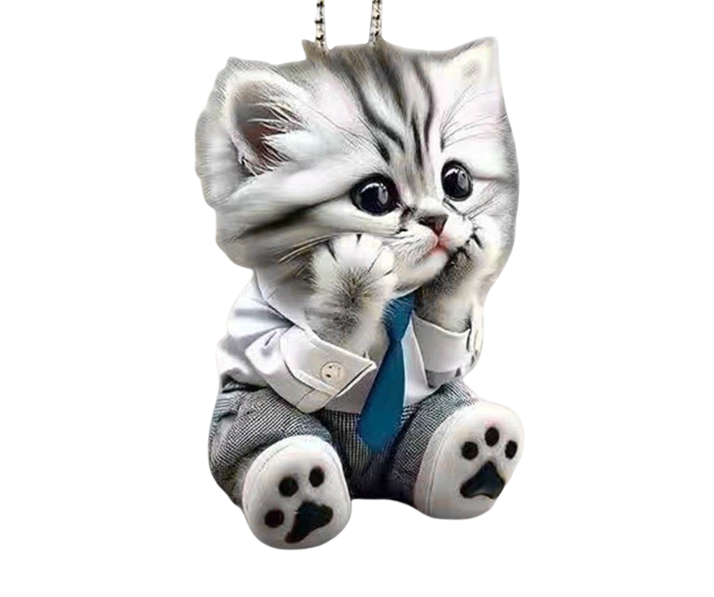 Брелок акриловый 2D Кот подвеска R9526 для зеркала в авто серого (30376954) Брелок акриловый 2D Кот подвеска R9526 для зеркала в авто серого (30376954)