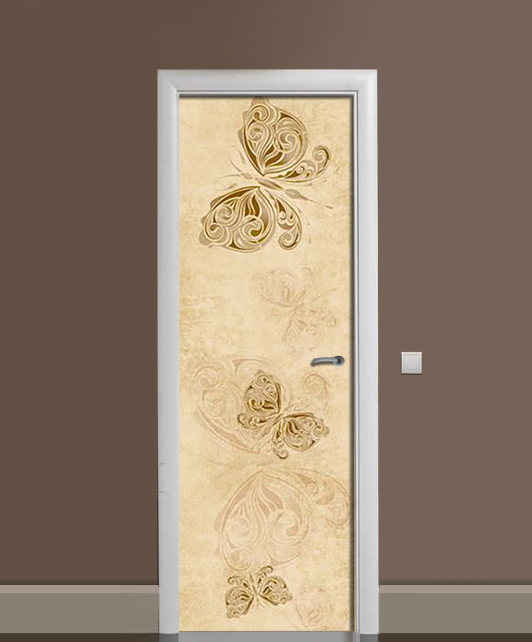 Наклейка 3D на двери Zatarga Песочные бабочки 650х2000 мм (1323448212)