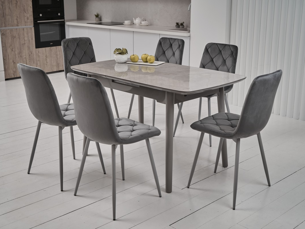 Стіл обідній розсувний Ветро 1100-1400x750x760 мм Калаката мрамур/Сірий (TМ-84)