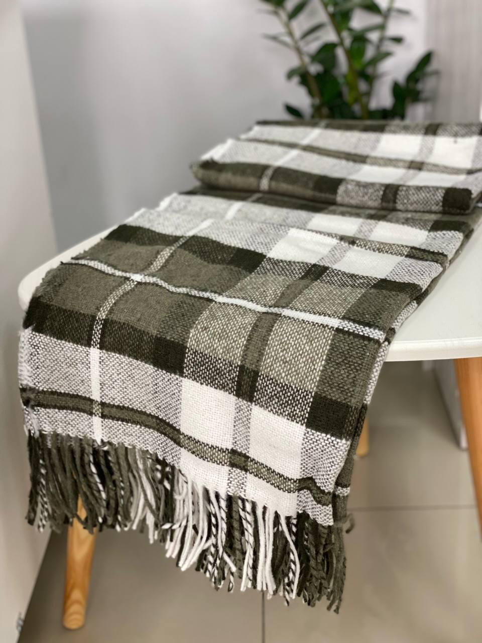 Плед Vladi 30% шерсти 200x140 см Коричнево-белый (13144961)