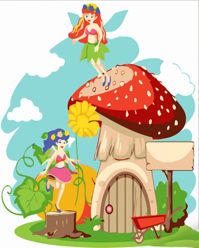 Картина по номерам Strateg Феи на грибах 30x30 см (Str-ES141)