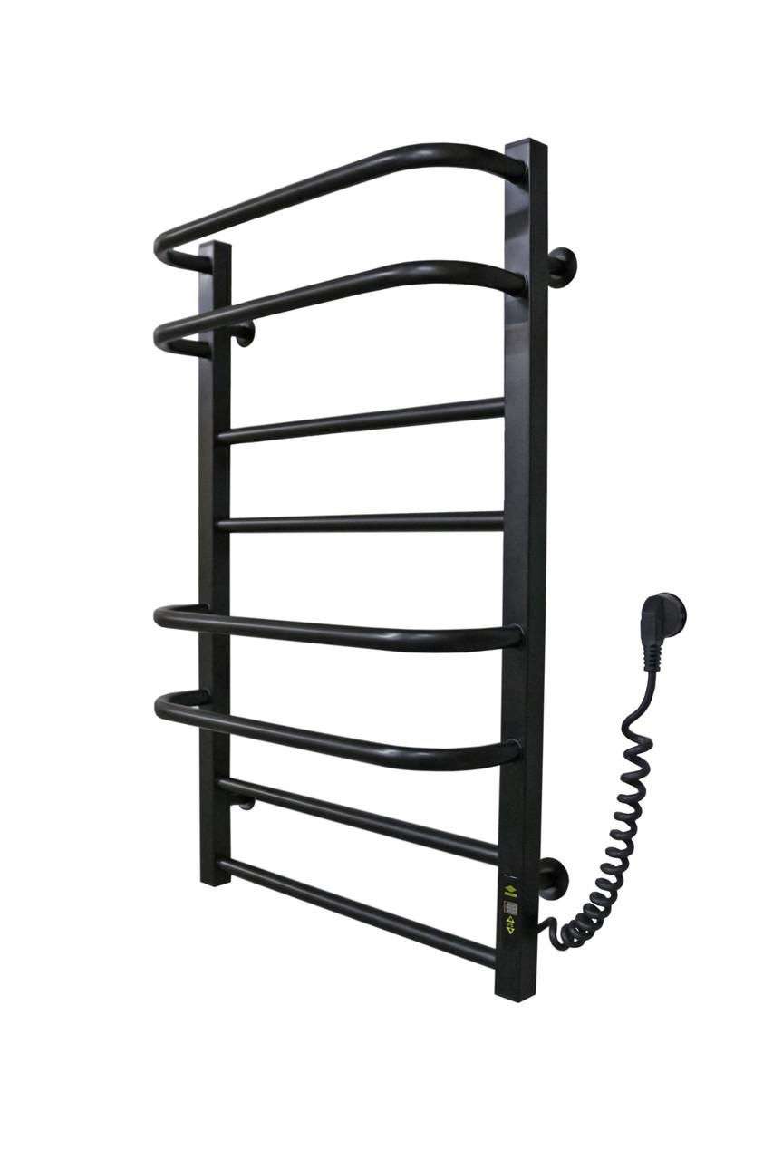 Рушникосушарка електричний Kosser Лесенка Неліо ER з таймером нержавіюча сталь 8 секцій 800х500 мм Чорний