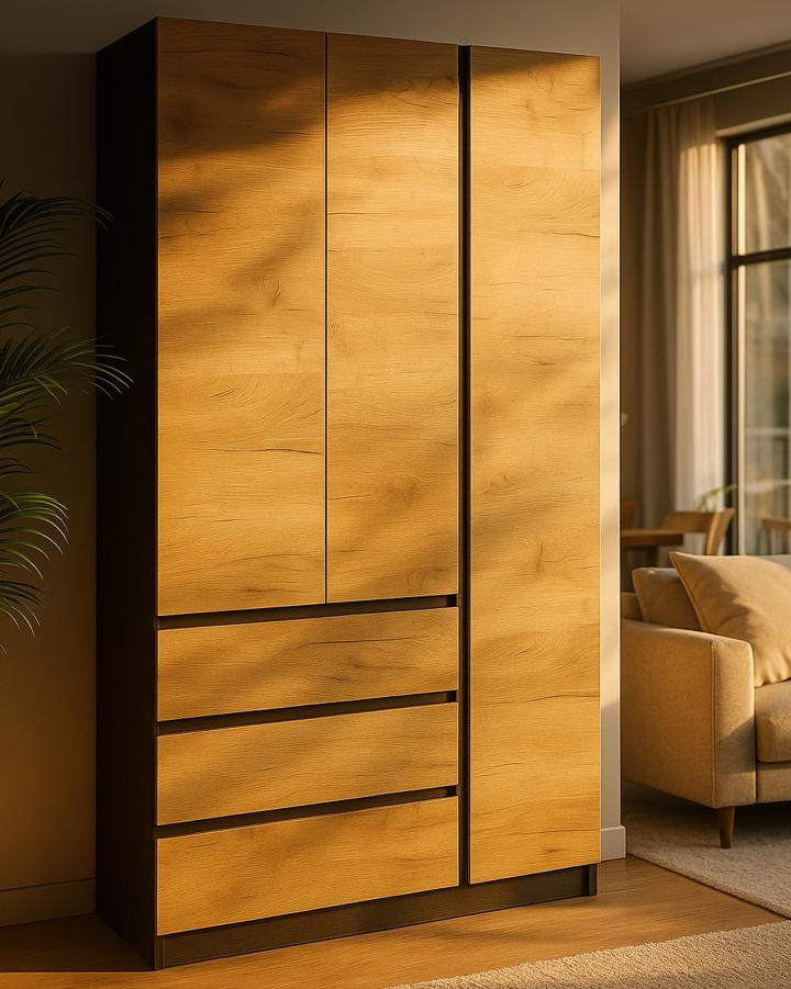 Шкаф Мастер Форм Брайт правосторонний 1200х520х2000 мм Венге магия/Дуб крафт золотой (32340)