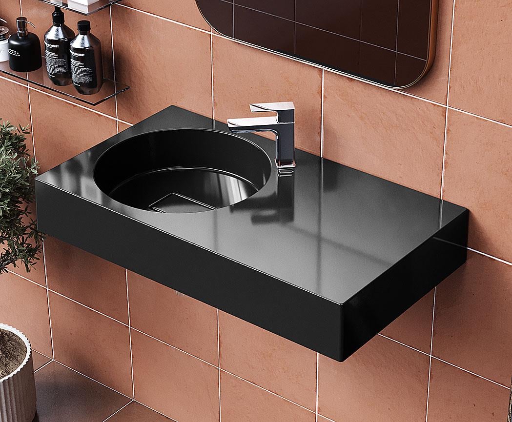 Умывальник подвесной Luxor Kera 80 см R Black (732)