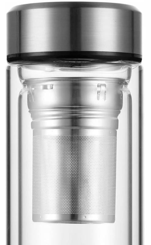 Пляшка скляна Kamille із заварником та подвійними стінками 450 мл - фото 2