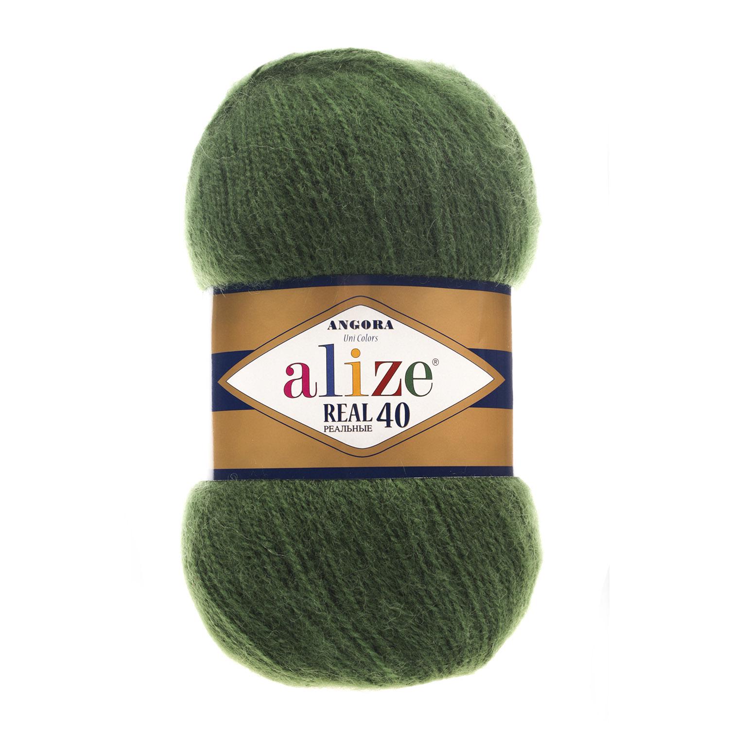 Пряжа Alize Angora Real 40 563 темно-зеленый (6382)