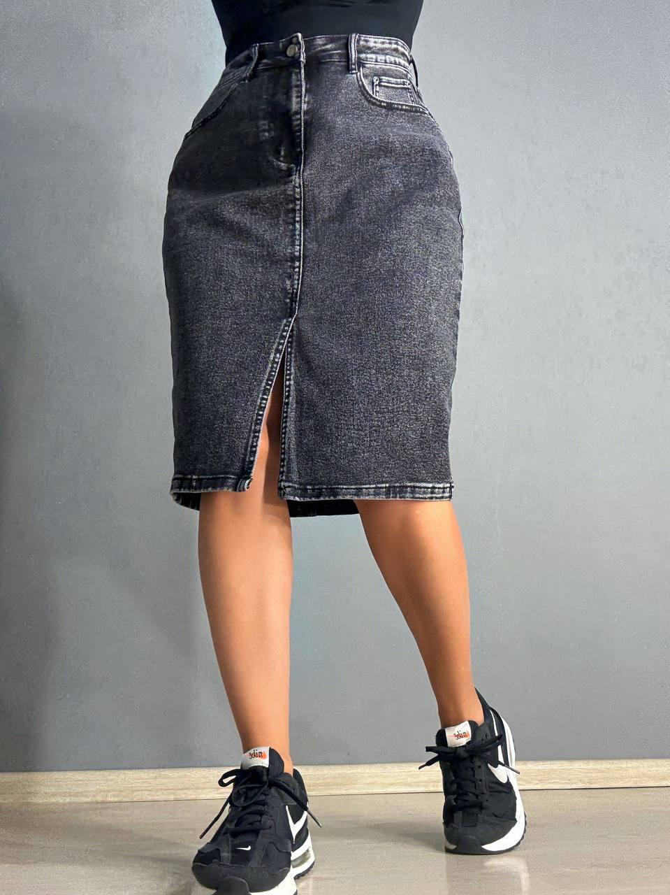 Юбка женская джинсовая Vanver 82050 прямая с разрезом средняя длина р. 32 Черный (4852) - фото 8 Юбка женская джинсовая Vanver 82050 прямая с разрезом средняя длина р. 32 Черный (4852) - фото 8