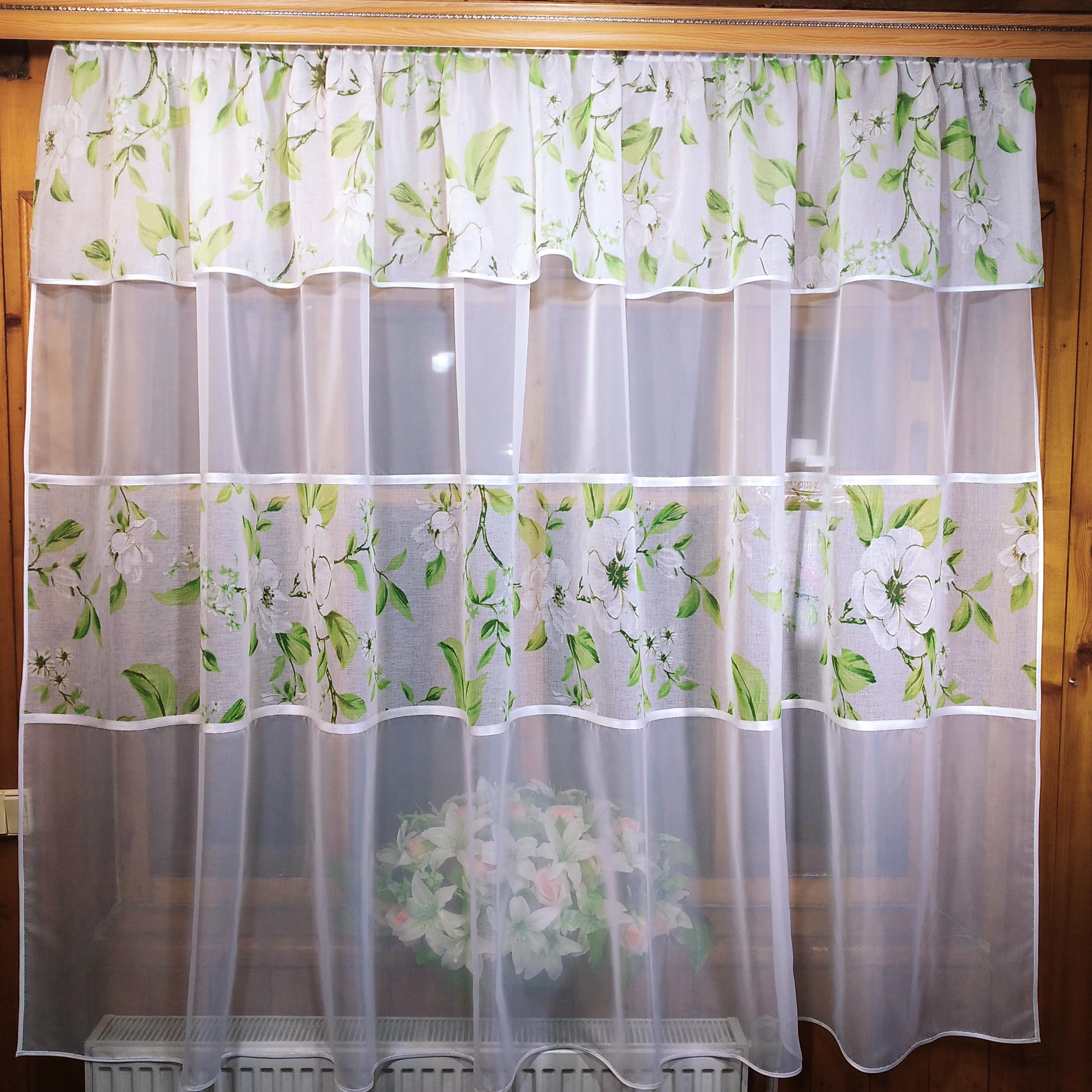 Фіранка кухонна готова Софія Білий/Яблучний (1492001882)