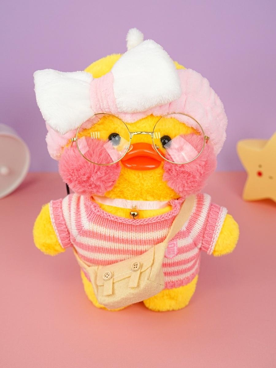 М'яка іграшка Lalafanfan Duck Каченя в окулярах 30 см Жовтий (46401372)