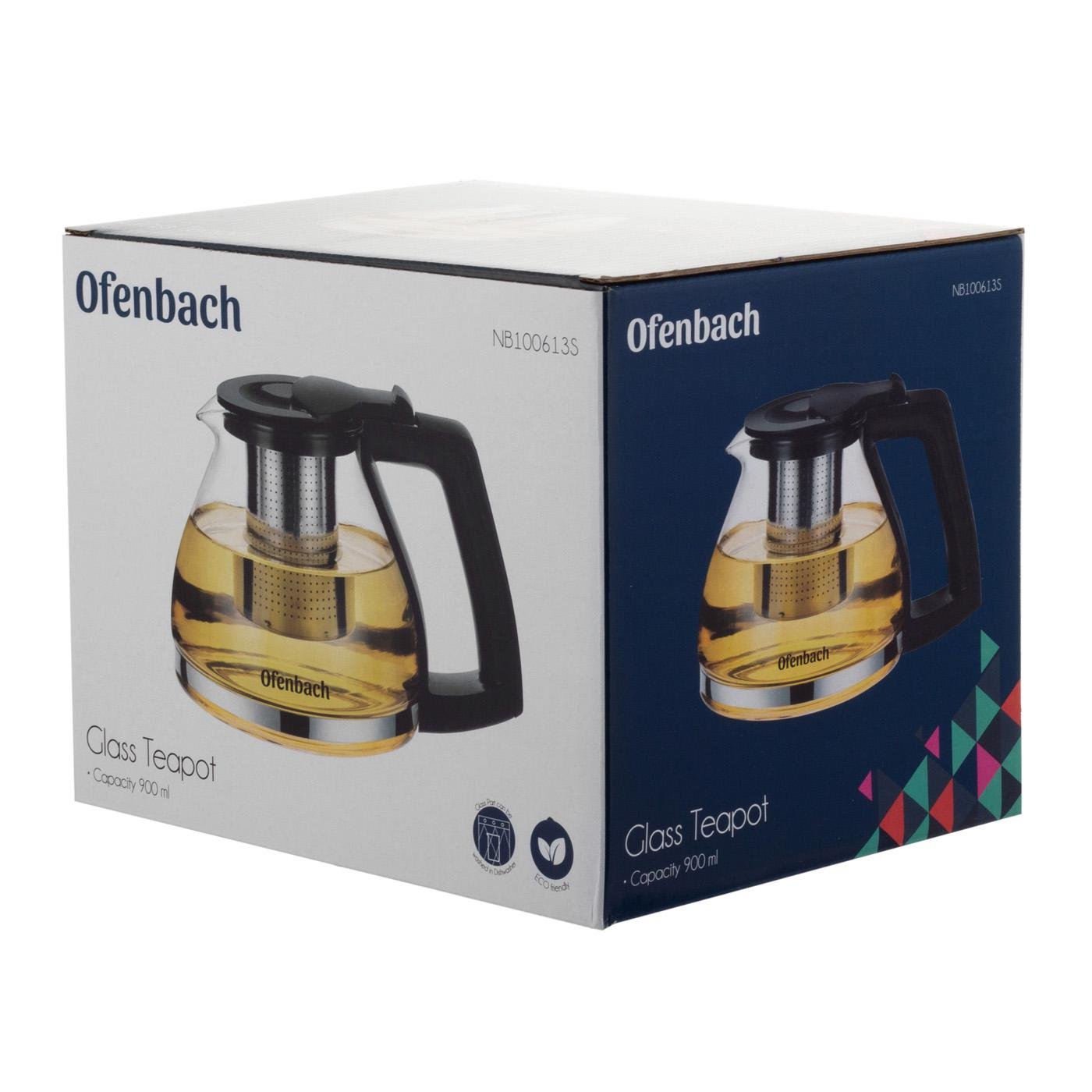 Заварювальний чайник із знімним ситечком Ofenbach KM-100613S із термостійкого скла 900 мл Прозорий (150-84-100613S) - фото 11 Заварювальний чайник із знімним ситечком Ofenbach KM-100613S із термостійкого скла 900 мл Прозорий (150-84-100613S) - фото 11